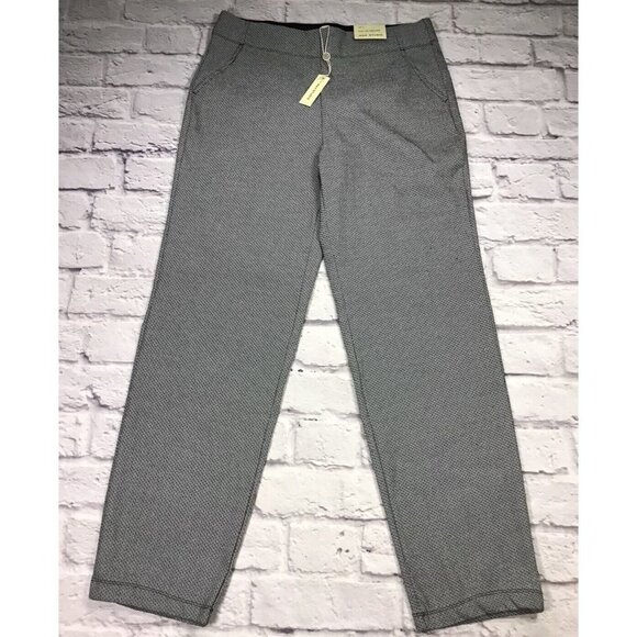 Max Studio Black & Cream Pull On Trouser Ankle Length Slim Leg Size Large pants - Picture 1 of 7